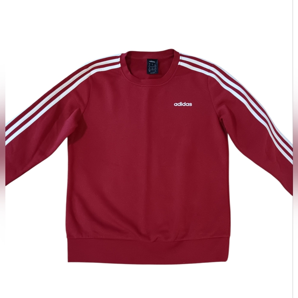 adidas Red Crewneck Sweatshirt with Signature 3-Stripes